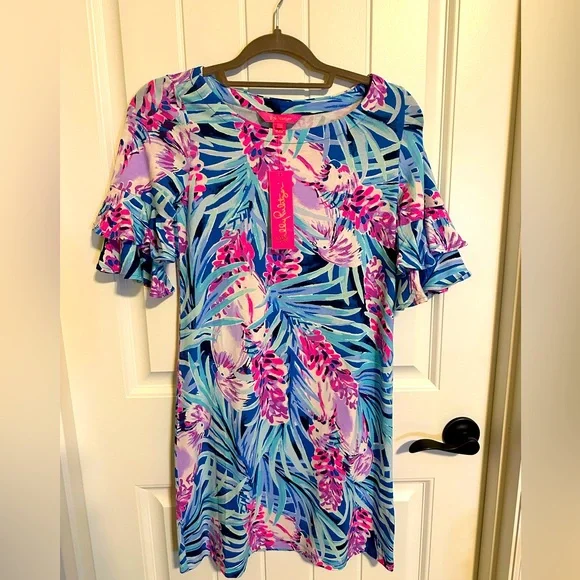 🆕 NWT Lilly Pulitzer Mr. Peacock Blue Tweethearts Dress - Picture 2 of 5